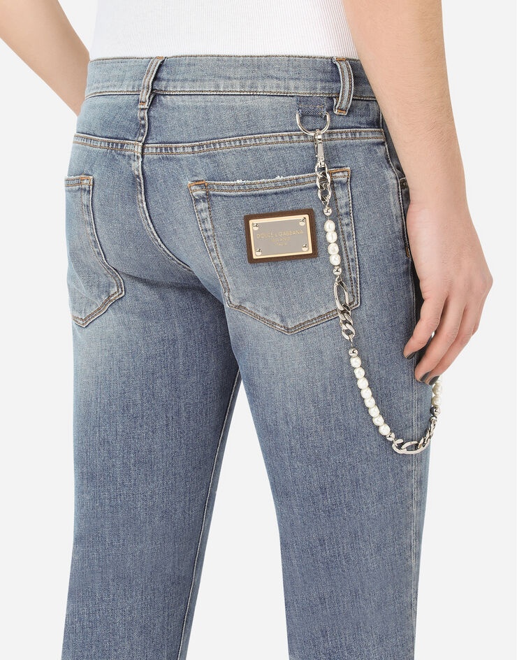 Skinny stretch jeans with metal keychain - 5