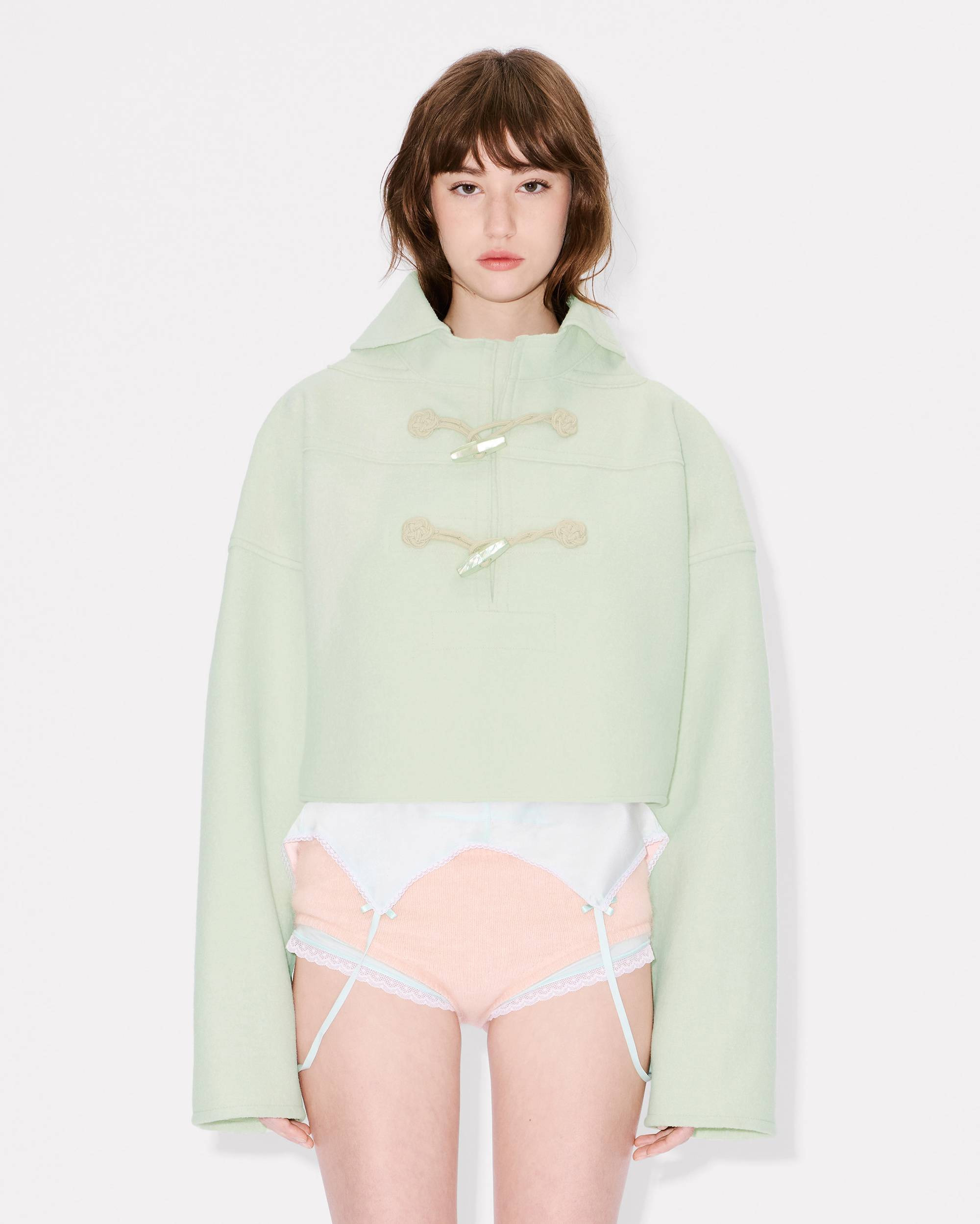 Boxy cropped vareuse in virgin wool - 4