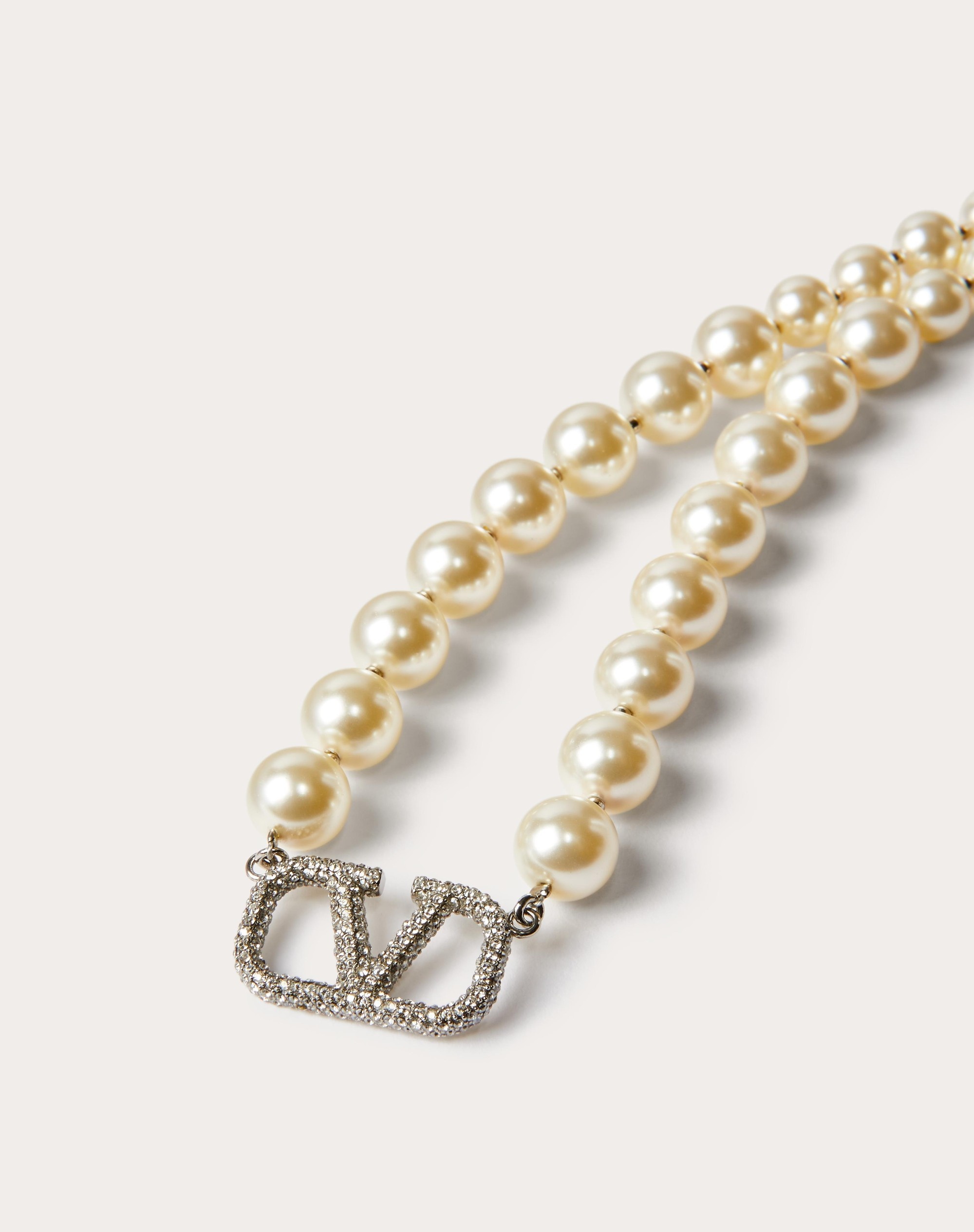 VLOGO SIGNATURE NECKLACE WITH PEARLS AND SWAROVSKI® CRYSTALS - 2