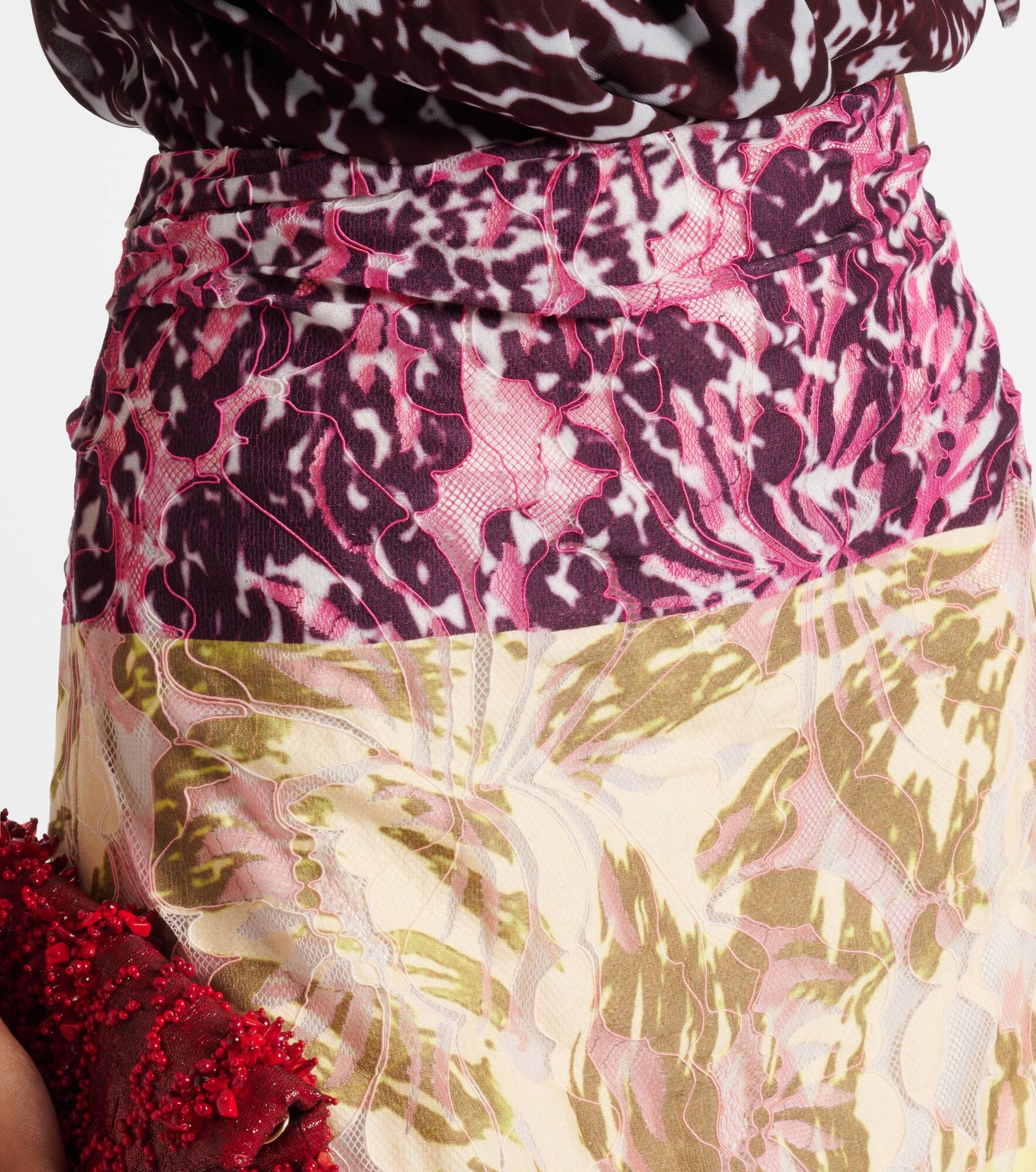 Colorblocked gathered midi skirt - 4