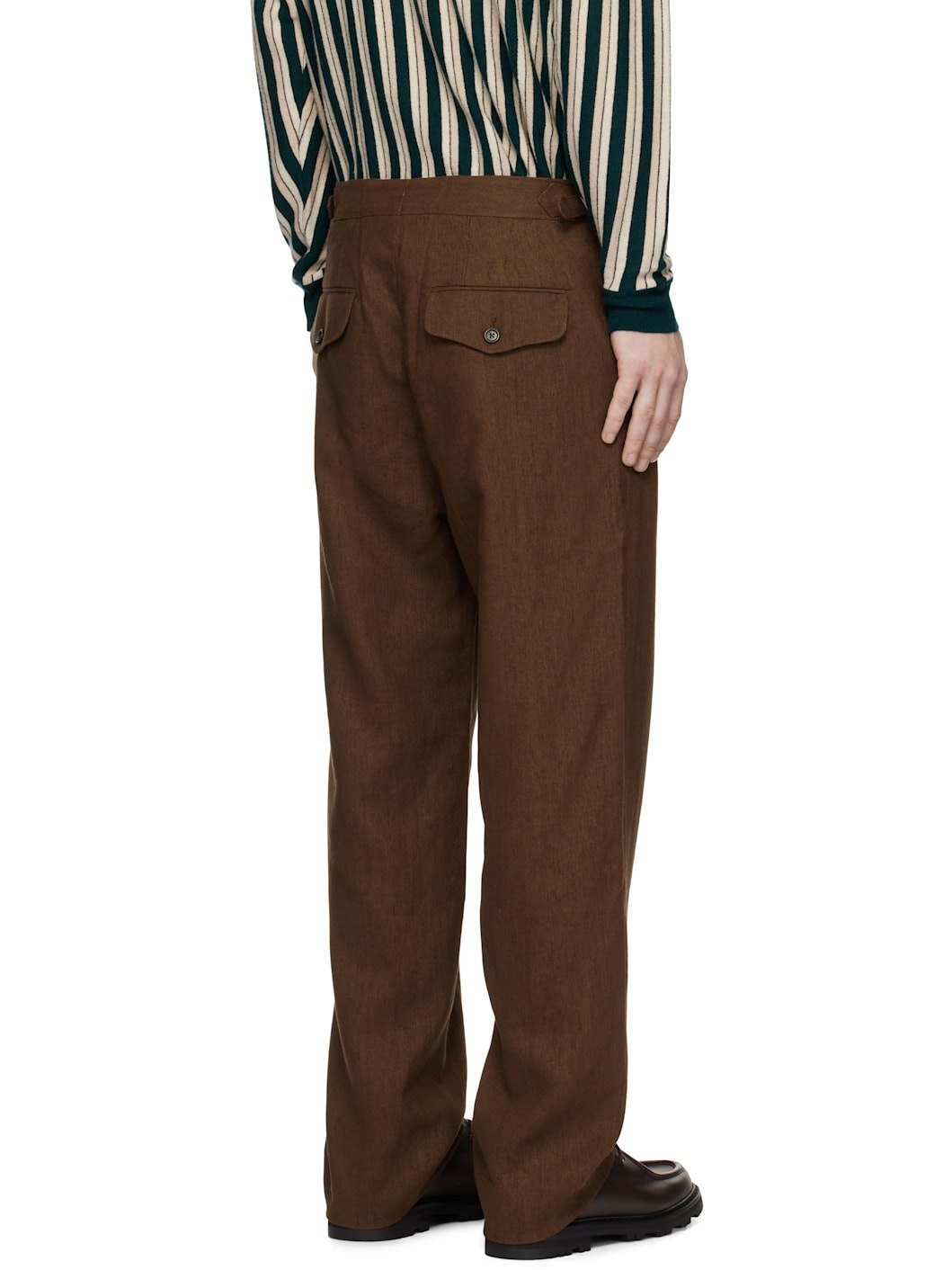 Brown Linen Suiting Trousers - 3