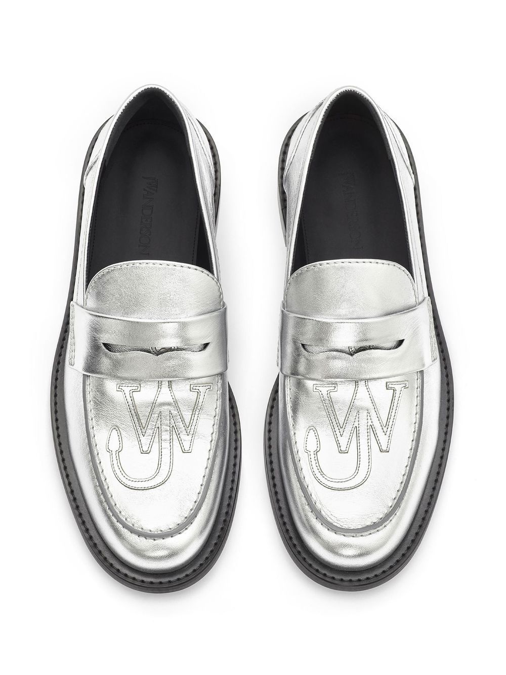 logo-patch leather moccasin loafers - 4
