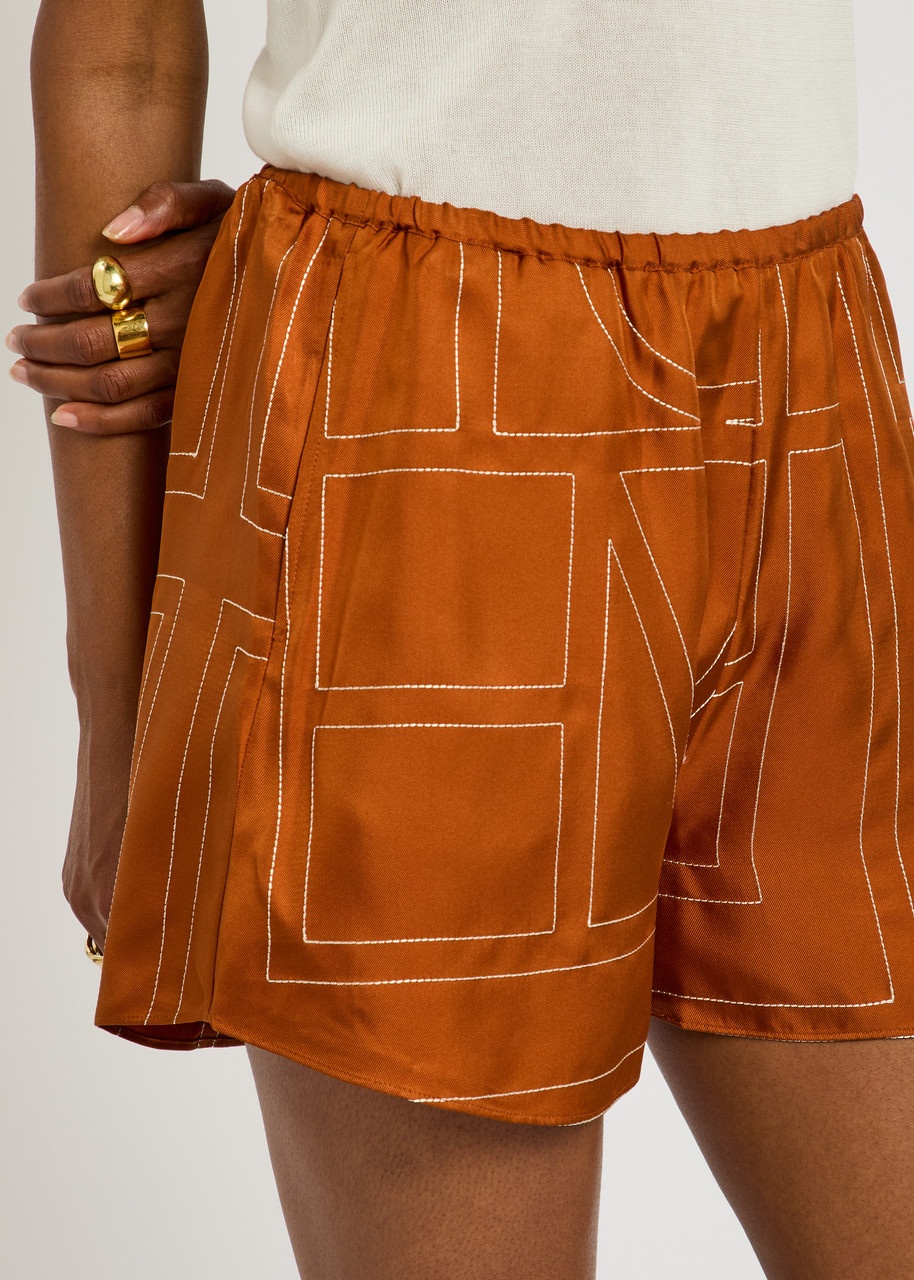 Toteme Logo-embroidered Silk-satin Shorts - 5