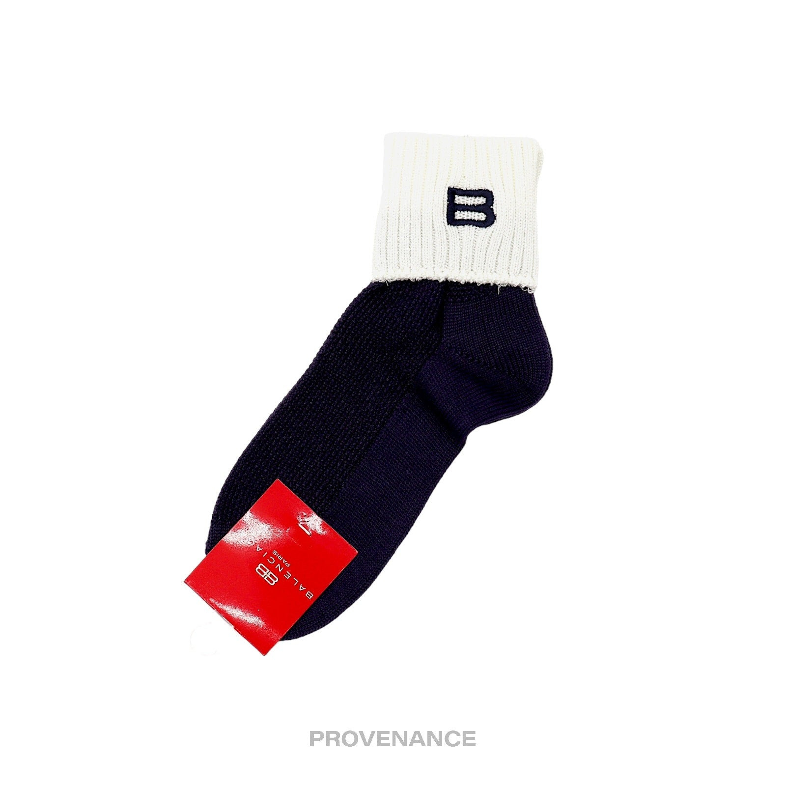 Balenciaga BB Logo Embroidered Socks - Navy White - 2