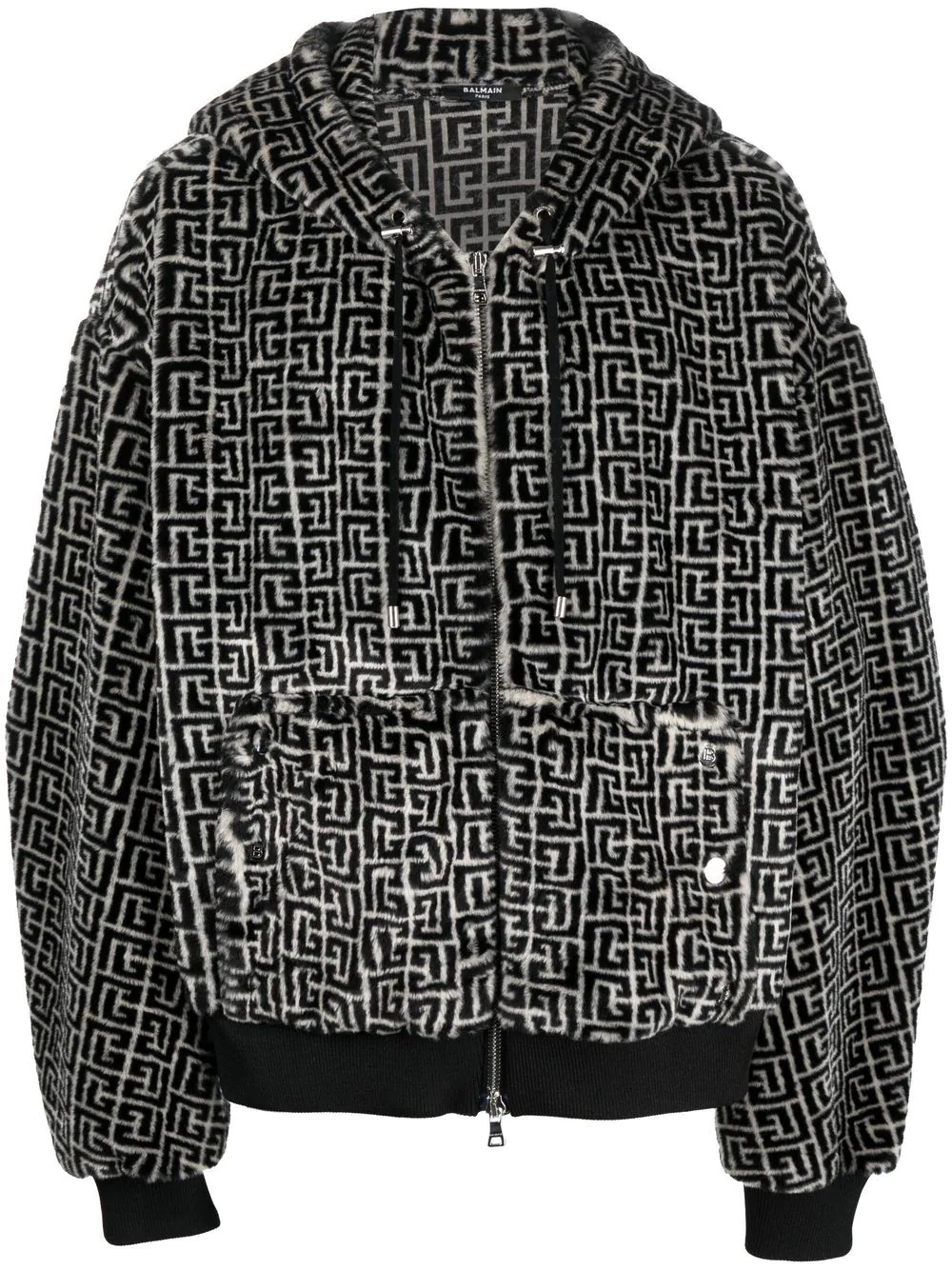 monogram-pattern hooded jacket - 1