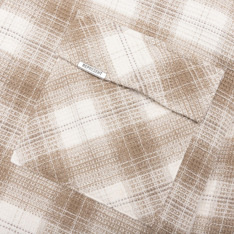 WAFFLE FLANNEL SHIRT - MID BROWN 3