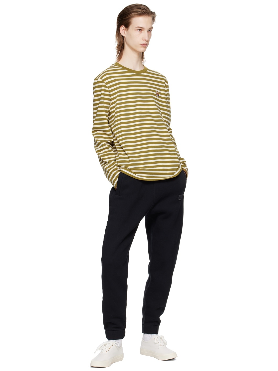 Khaki Bold Fox Head Long Sleeve T-Shirt - 4