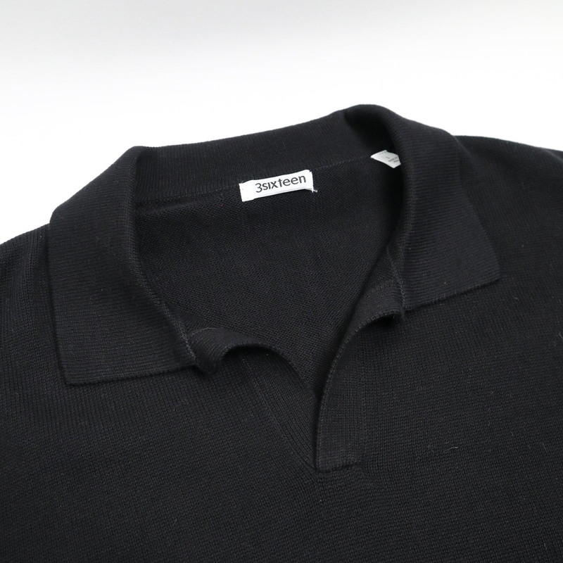 3sixteen Knit Polo Black Pima Cotton outlook