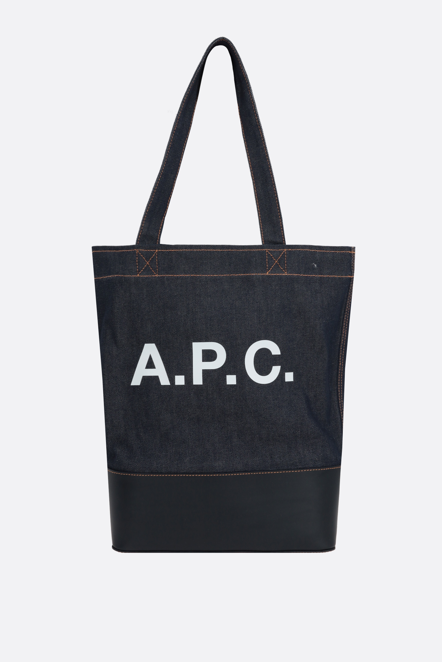 AXELLE DENIM AND SMOOTH LEATHER TOTE BAG - 1