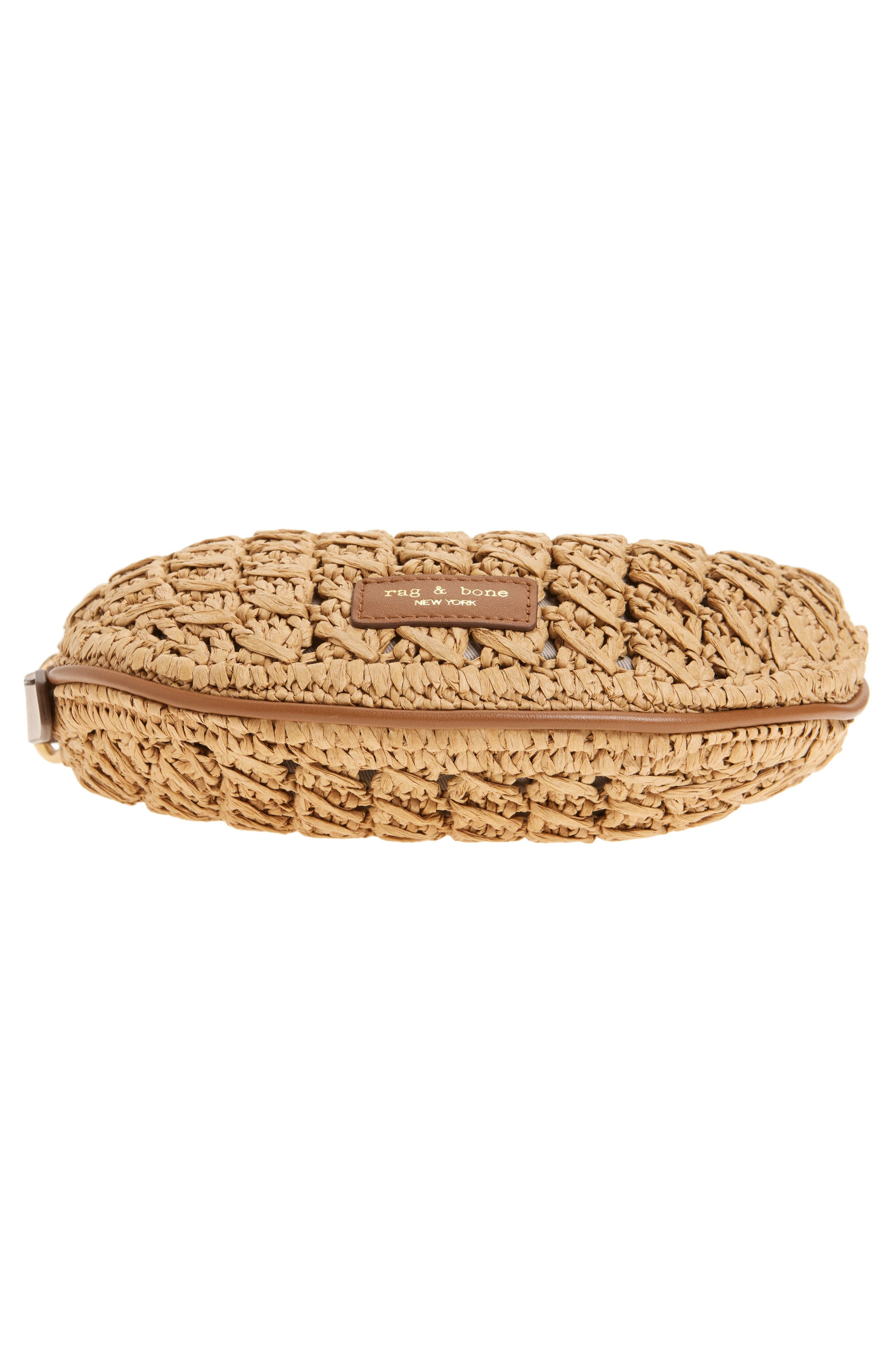 rag & bone Small Mercer Woven Straw Hobo Bag in Cognac at Nordstrom - 5