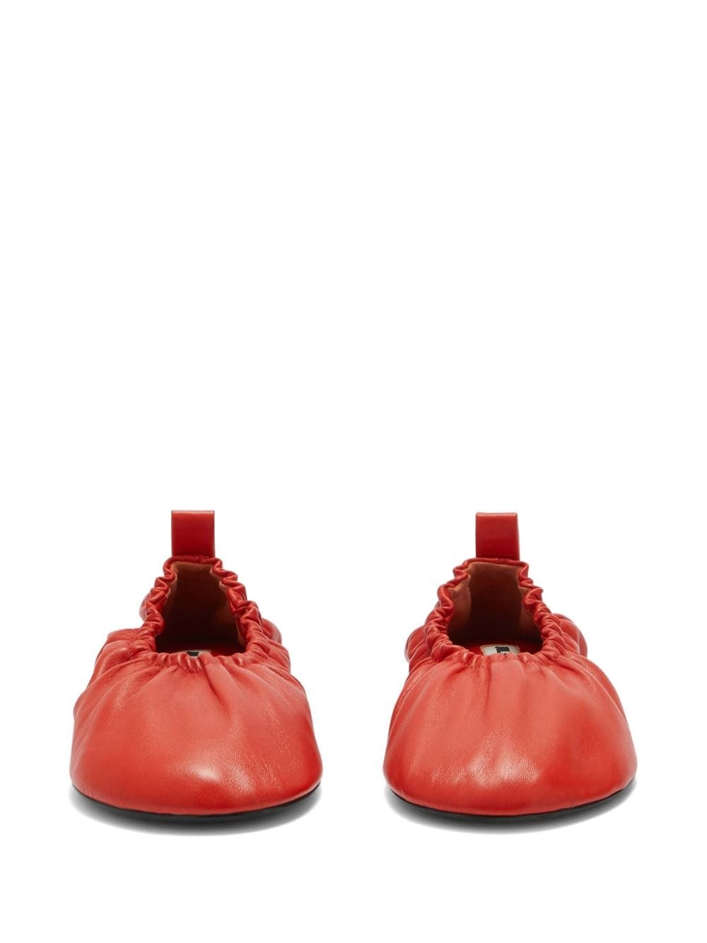 gathered-detail leather ballerina shoes - 4