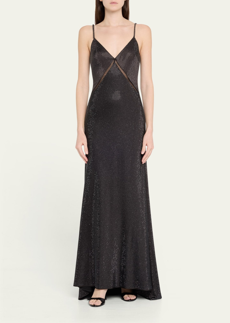 ROLAND MOURET Satin Diamante V-Neck Gown outlook