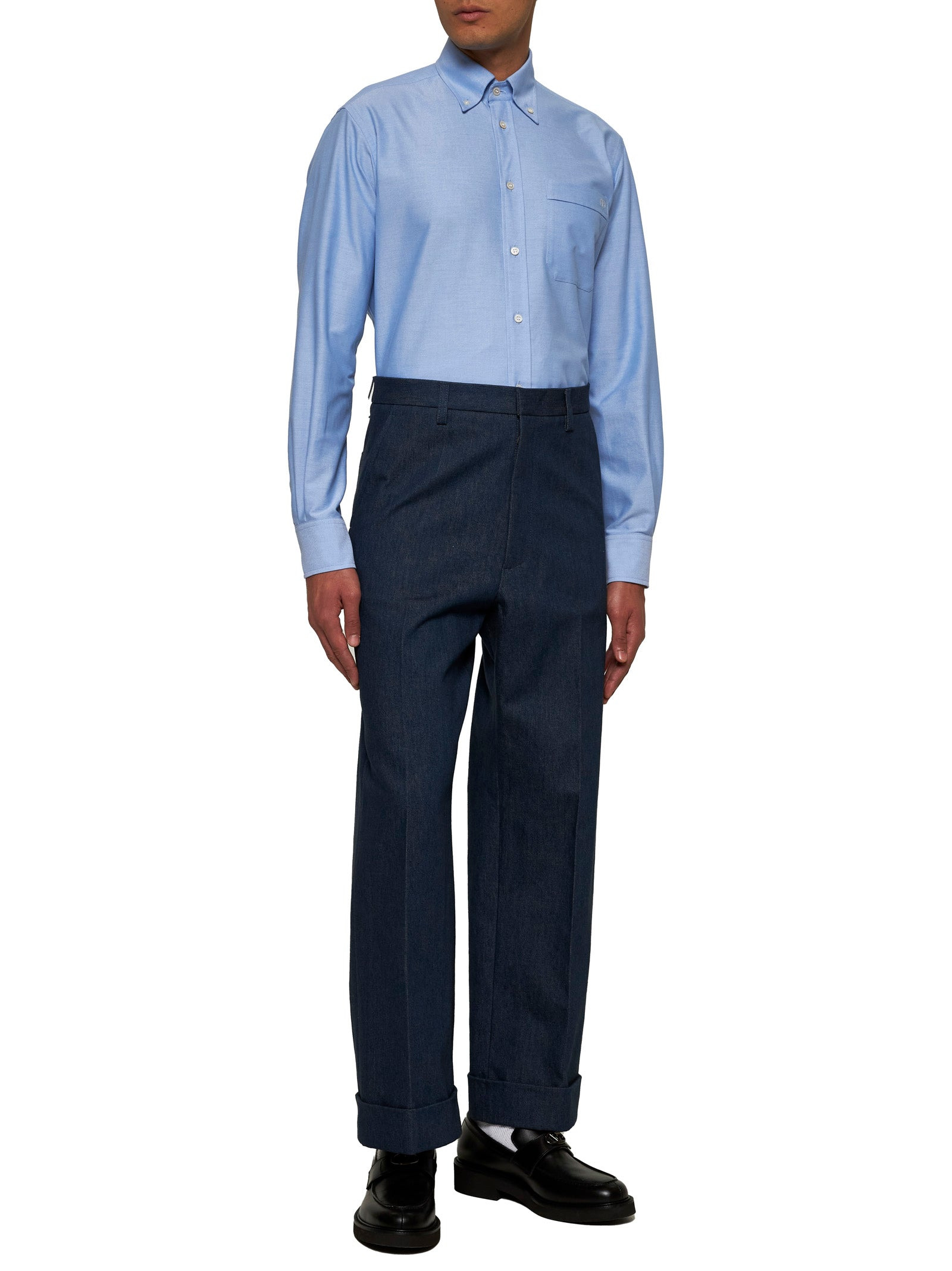 Valentino Men Blue Denim Straight Trousers - 2