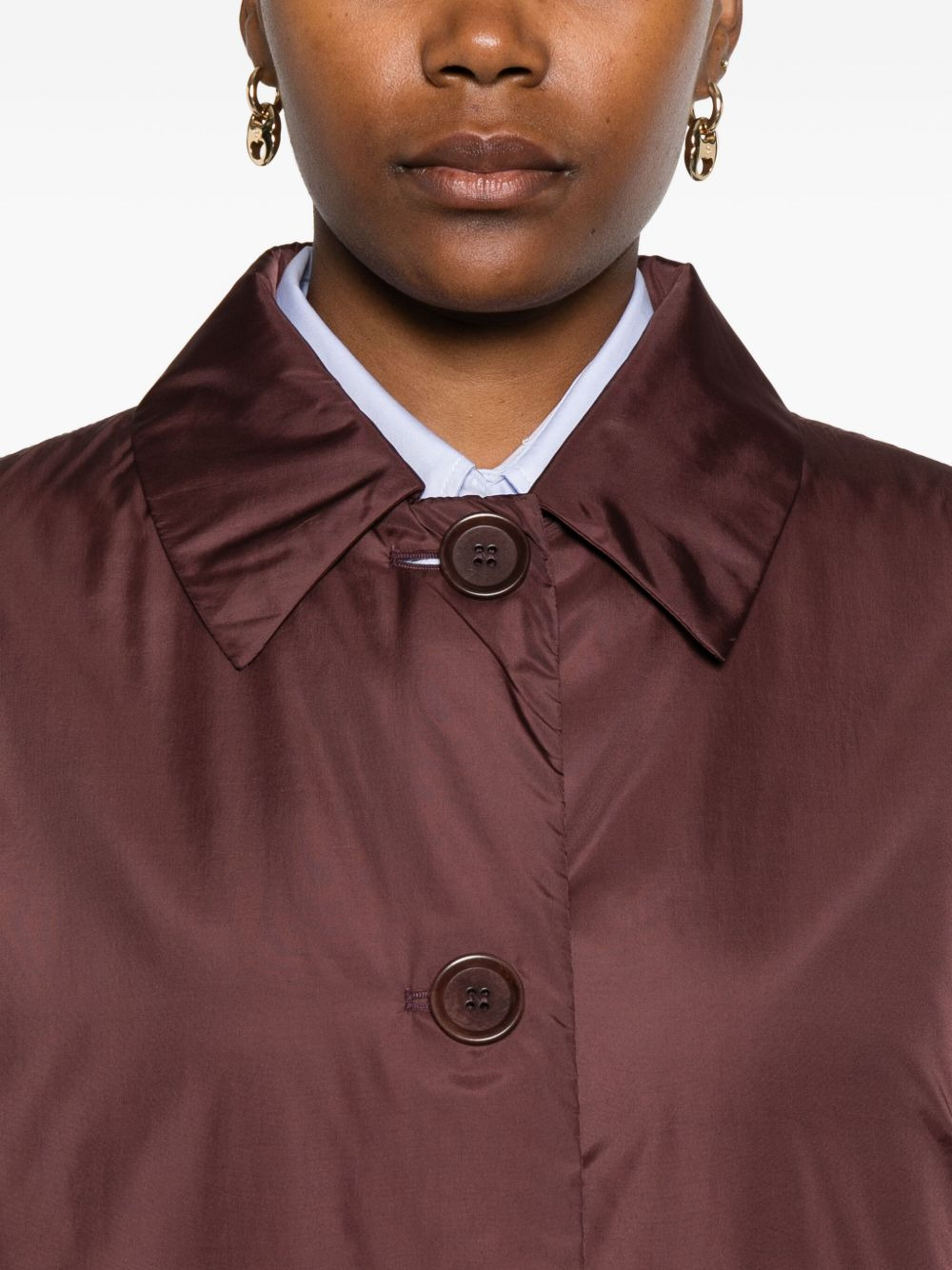 button-fastening flap-pocket coat - 5