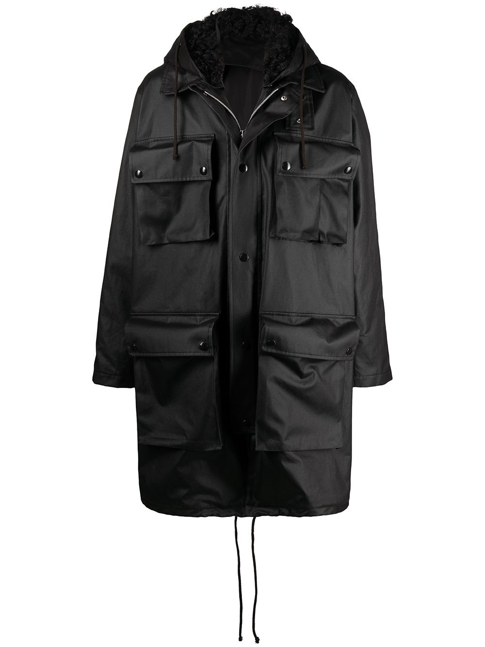 hooded mid-length coat - 1