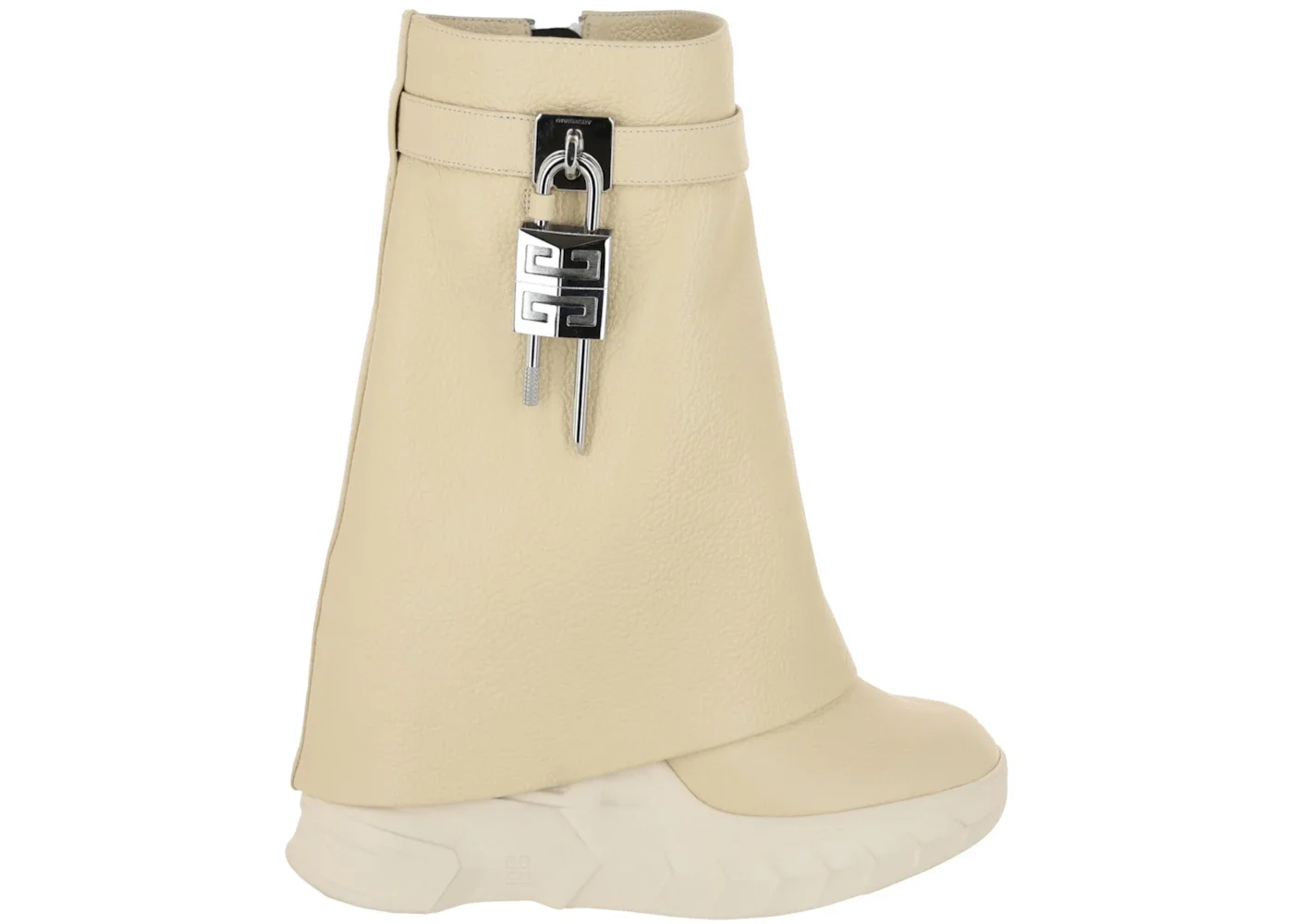 Givenchy Shark Lock Biker Ankle Boots Beige (Women's) - 1