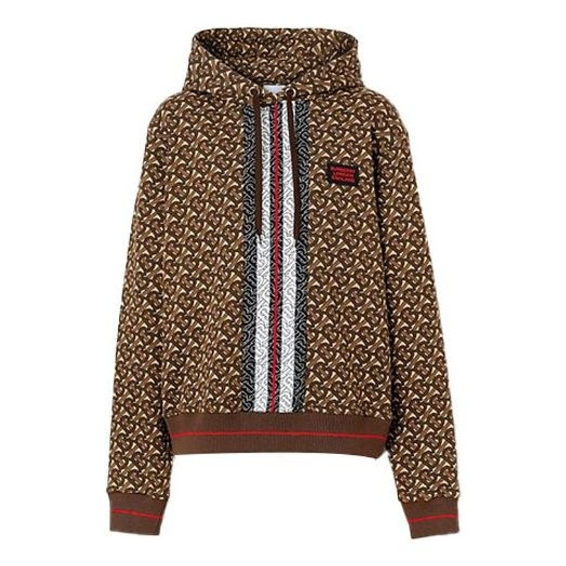 (WMNS) Burberry Logo Stripes Prints Cotton Hoodie Brown 80184581 - 1