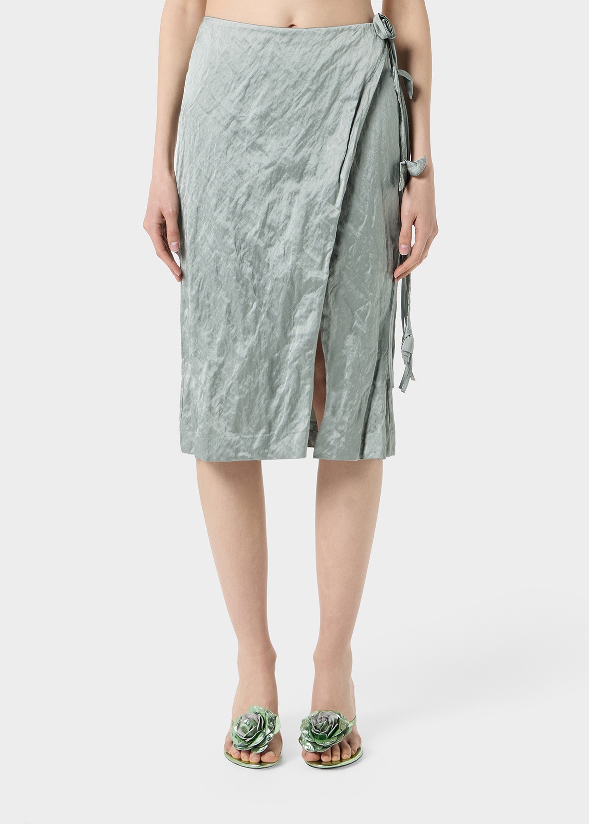 WRAP SKIRT IN CRINKLED SATIN - 3