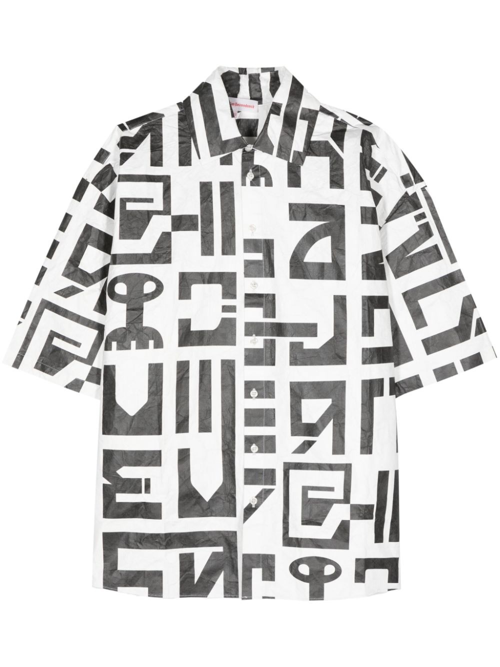 logo-print crinkled shirt - 1