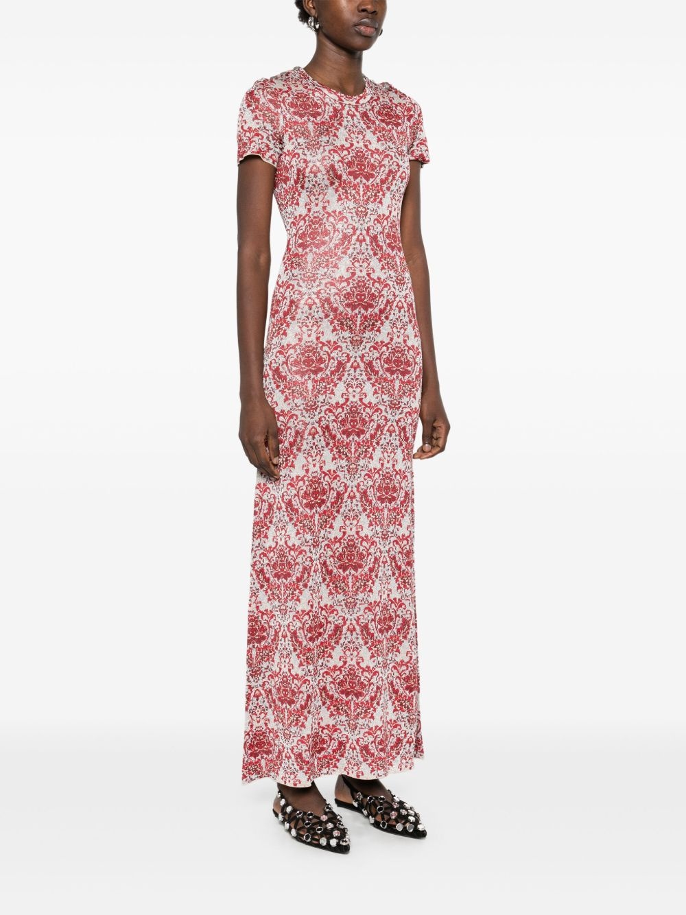 paisley jacquard knitted maxi dress - 3