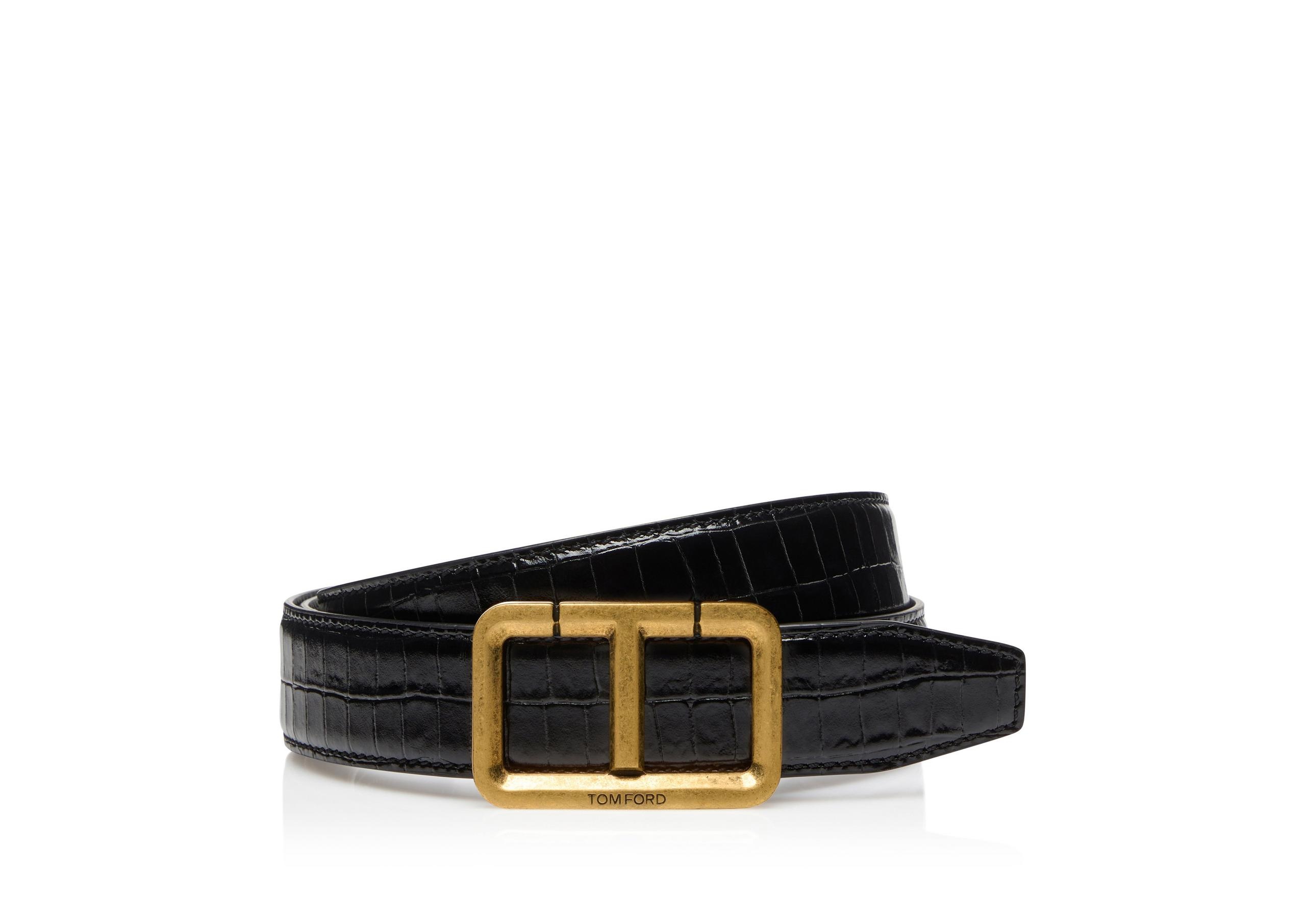 GLOSSY PRINTED CROC SCORED T BELT - 1
