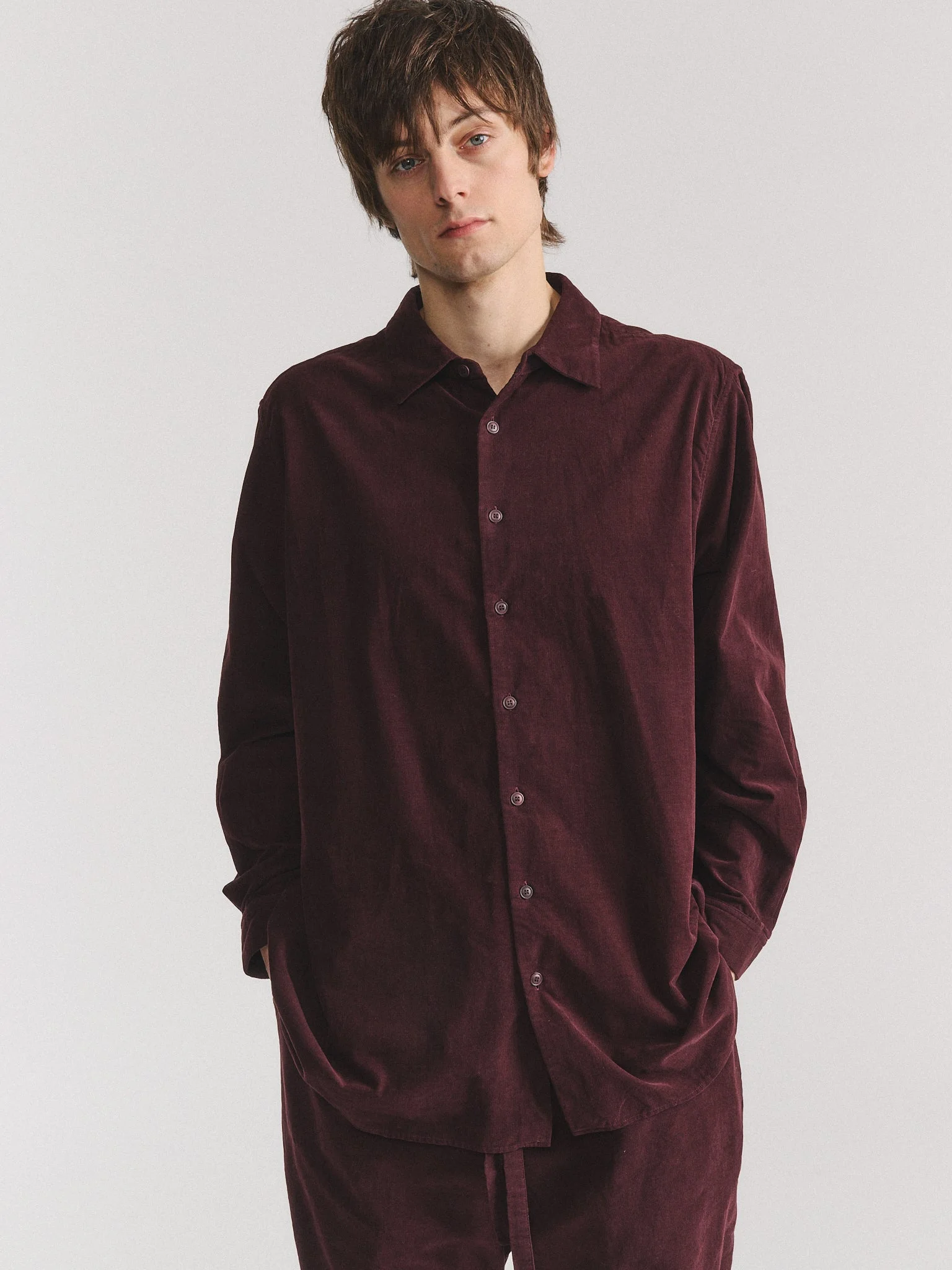 IKLA SHIRT - PIN CORD - BURGUNDY - 1
