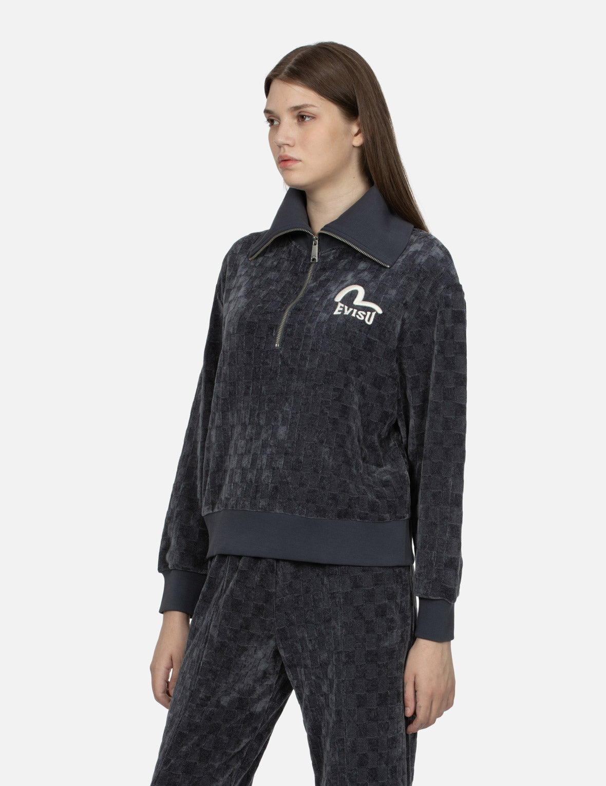 SEAGULL AND LOGO EMBROIDERY HALF-ZIP CROPPED SWEATSHIRT - 7
