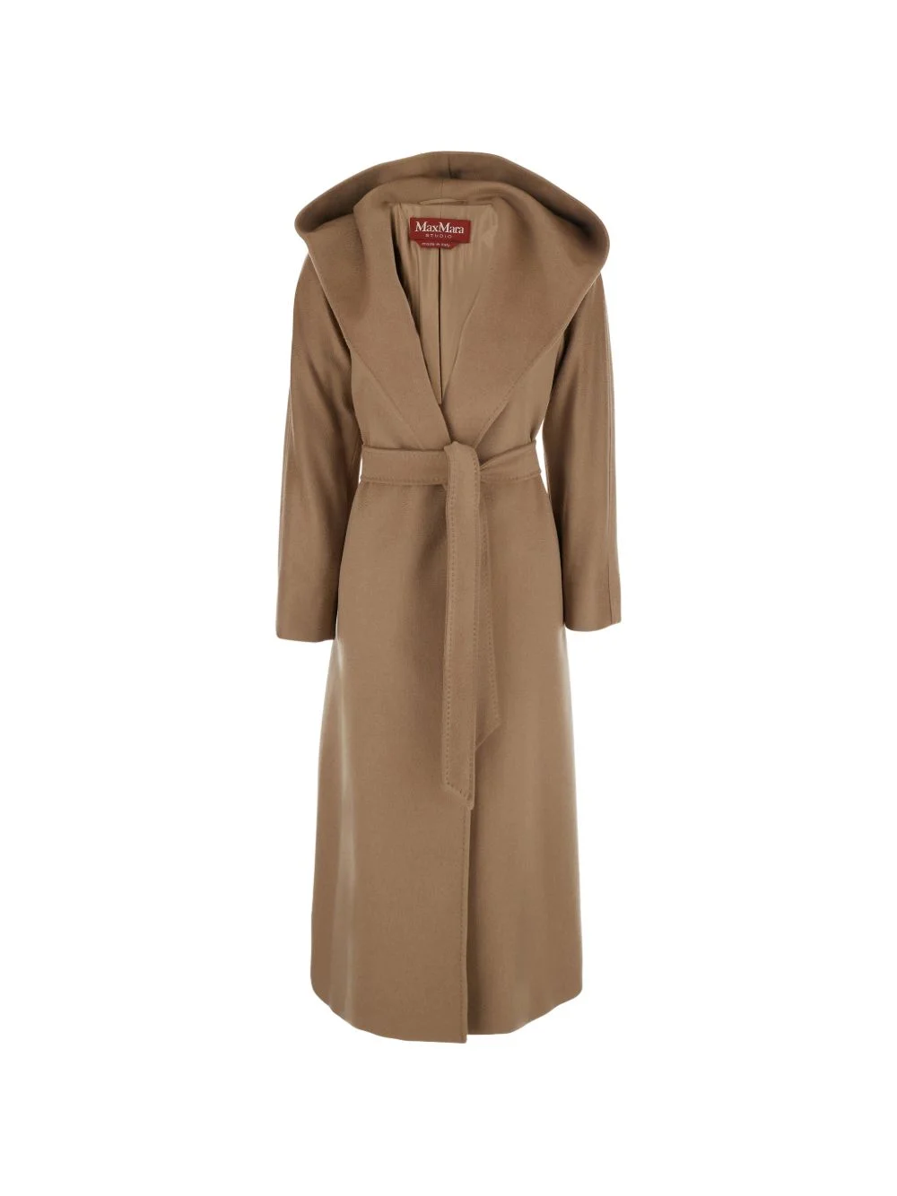 hooded belted coat - 1
