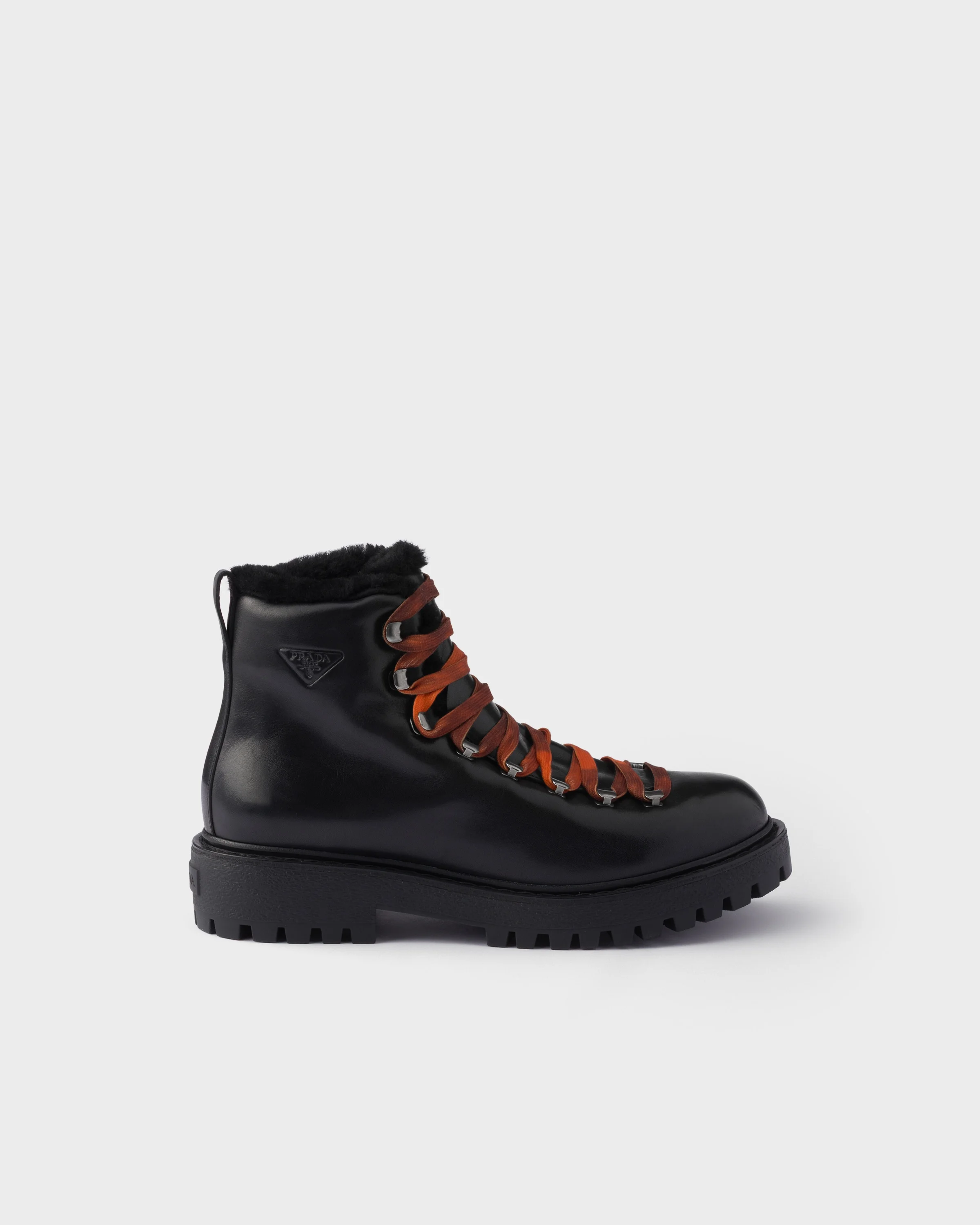 Antiqued leather lace-up ankle boots - 1