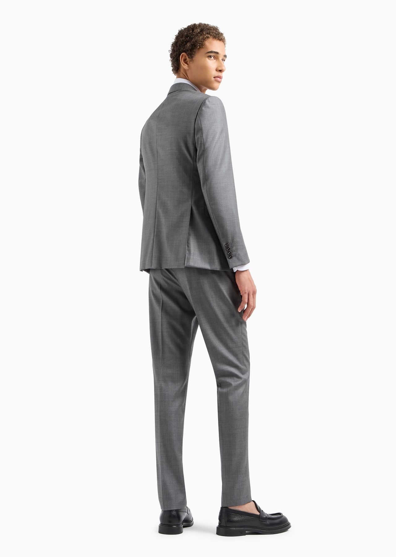 Single-breasted slim-fit suit in a silky-finish grisaille - 3