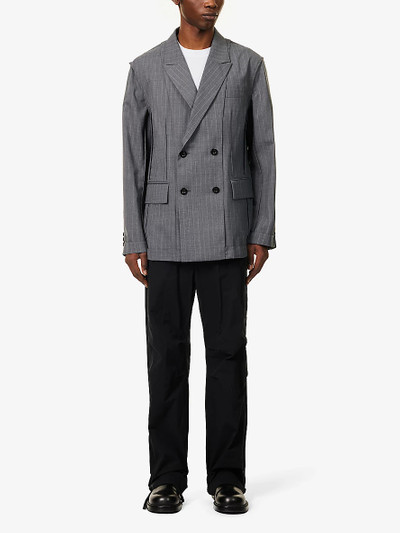 sacai Chalk stripe-pattern double-breasted woven jacket outlook
