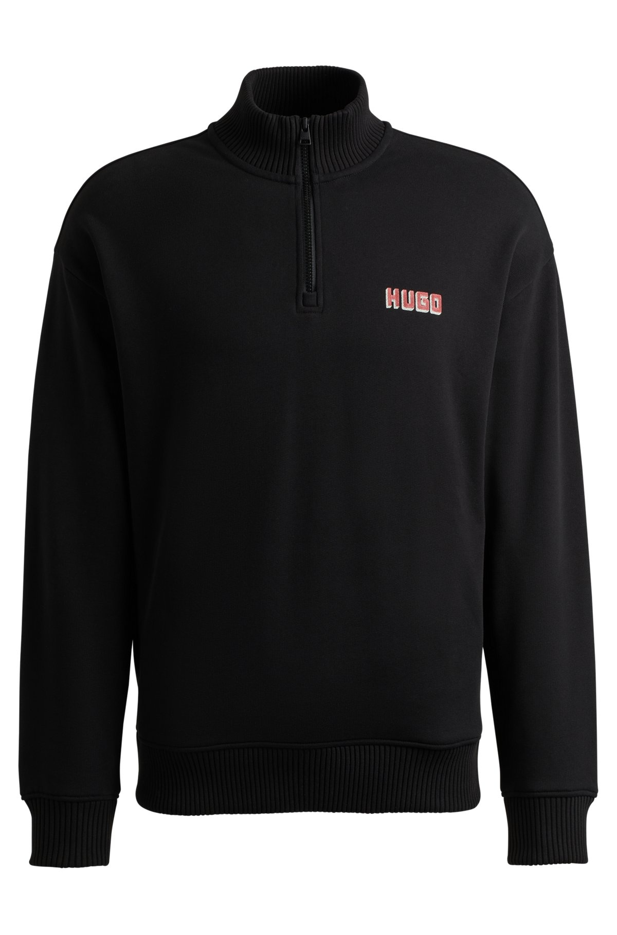 LOGO-PRINT ZIP-NECK SWEATSHIRT IN COTTON TERRY - 1