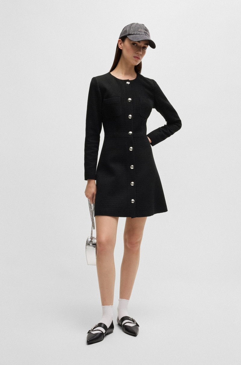 HUGO BOUCLÉ DRESS WITH LOGO BUTTONS outlook