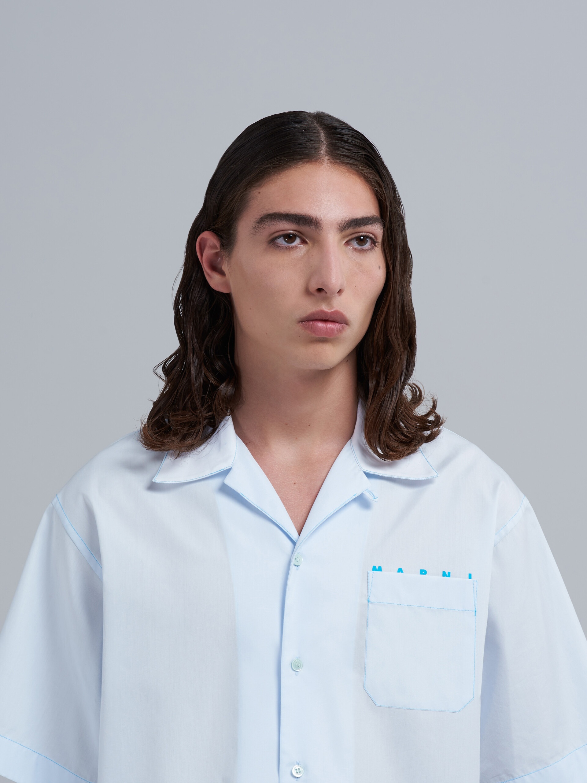 LOGO PRINT POPLIN BOWLING SHIRT - 4