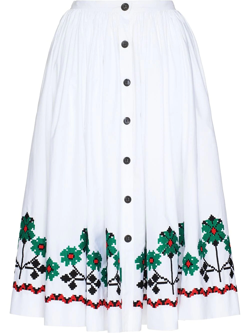 floral embroidery full skirt - 1