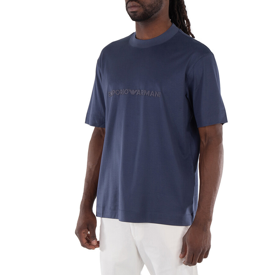 Emporio Armani Logo Embroidered Lyocell-Blend T-Shirt - 2