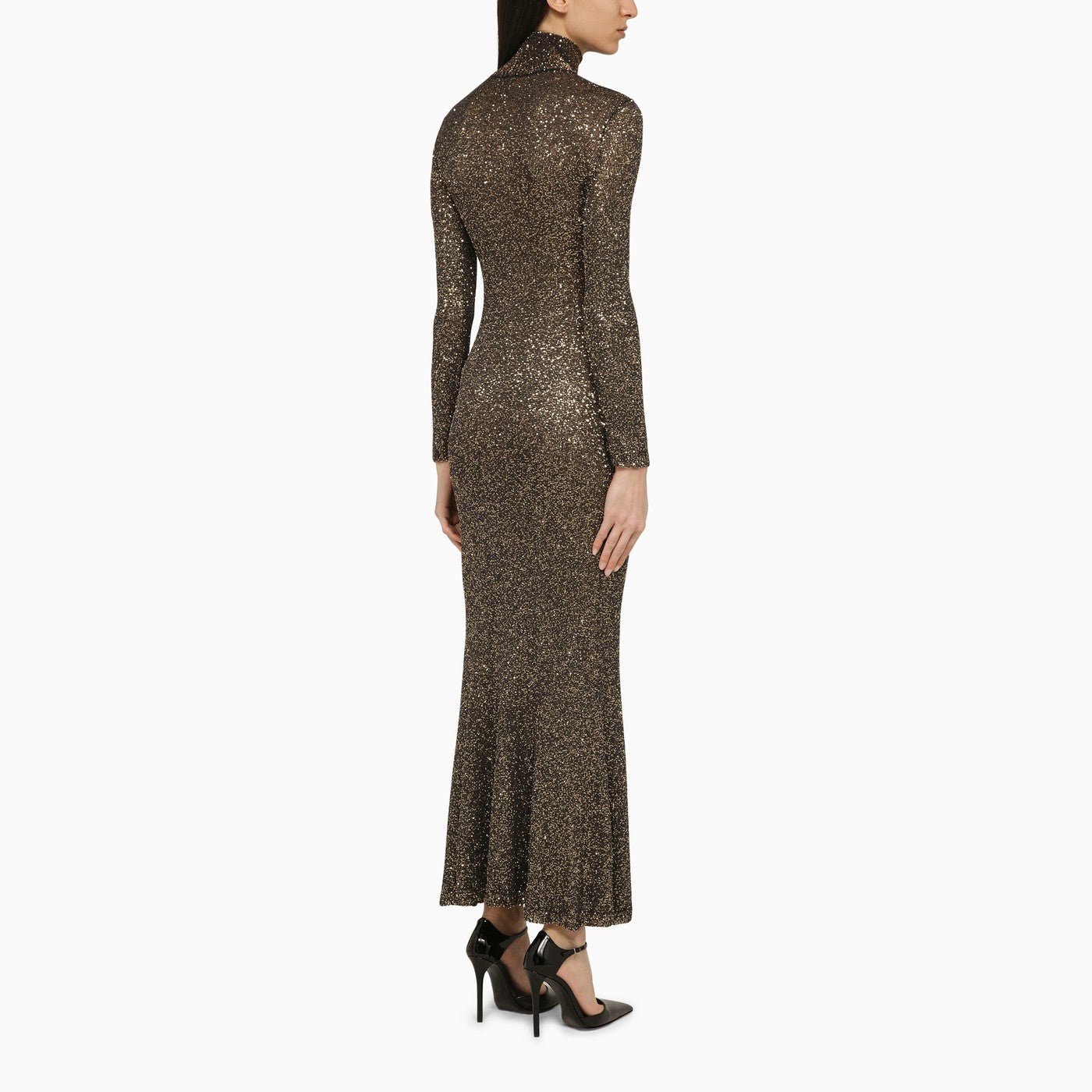 Balenciaga Brown And Gold Dress With Sequins - 3