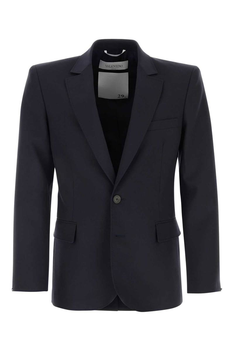 Valentino Garavani Men Midnight Blue Wool Blazer - 1