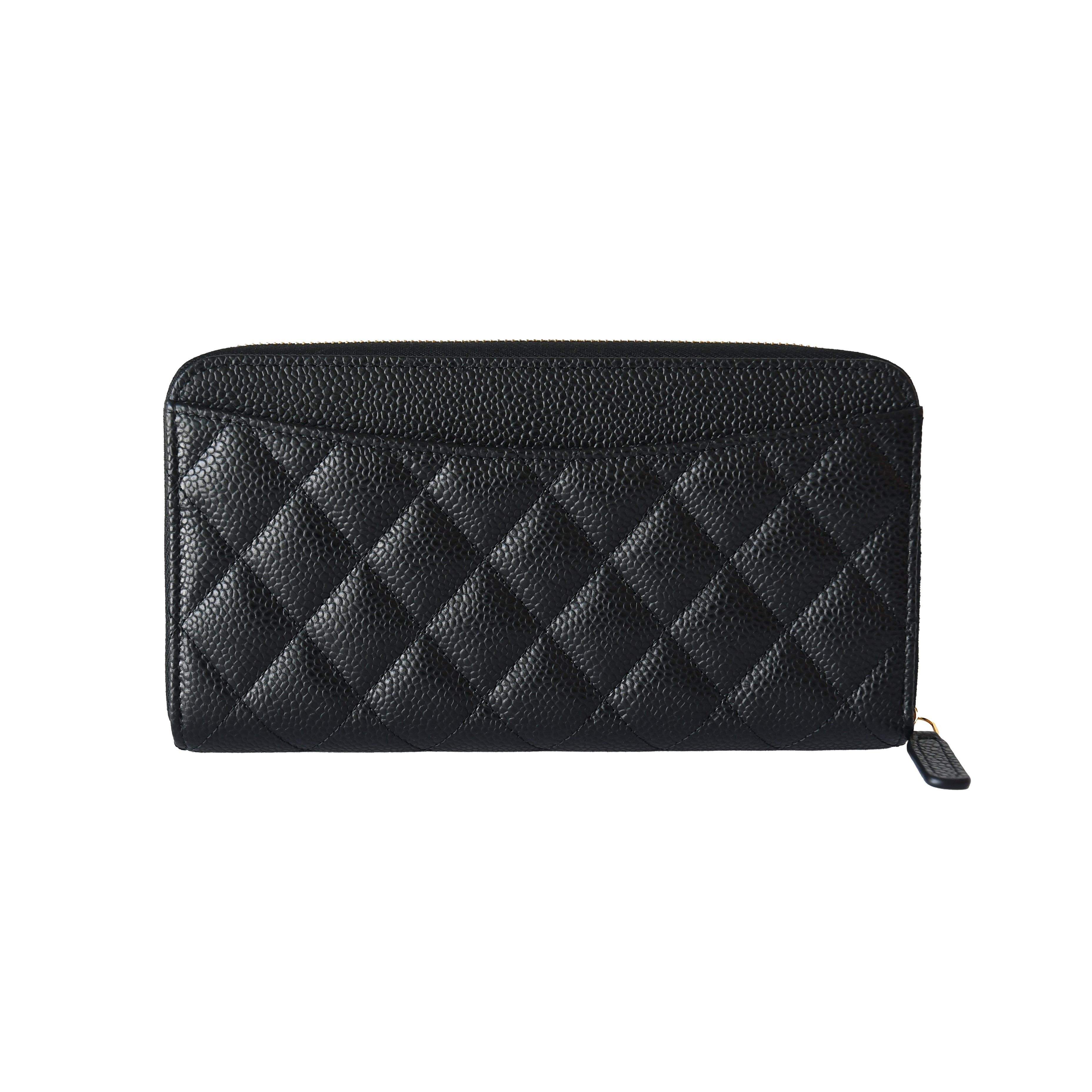 Chanel CC Caviar Quilted Large Gusset Zip Around Wallet Black - 2