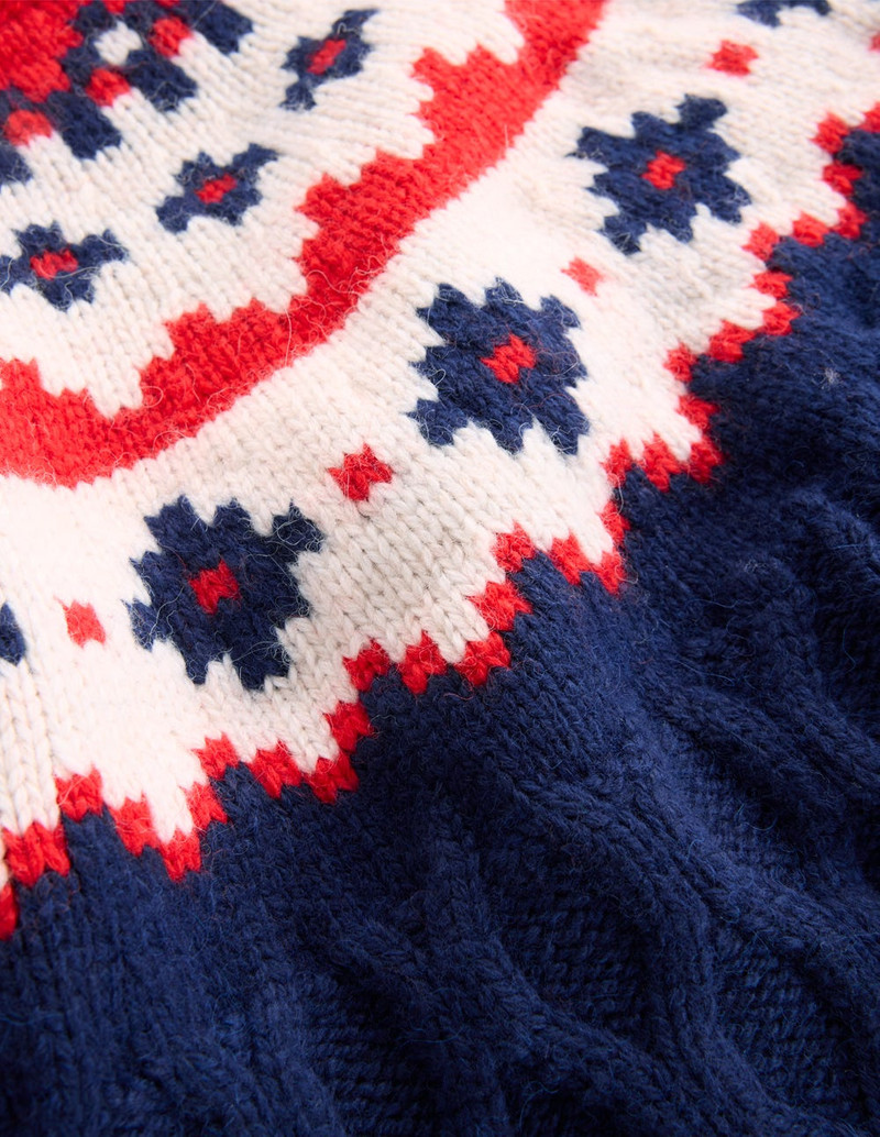 Eleanor Fair Isle Sweater-Navy Cable 1