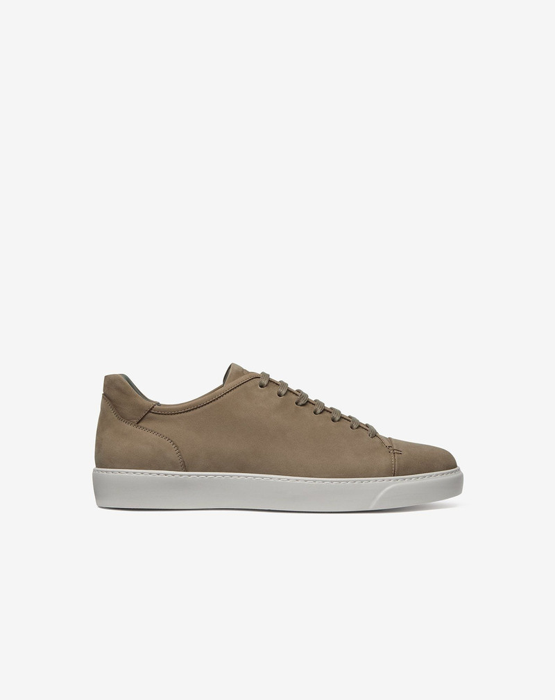 Taupe leather trainers 1