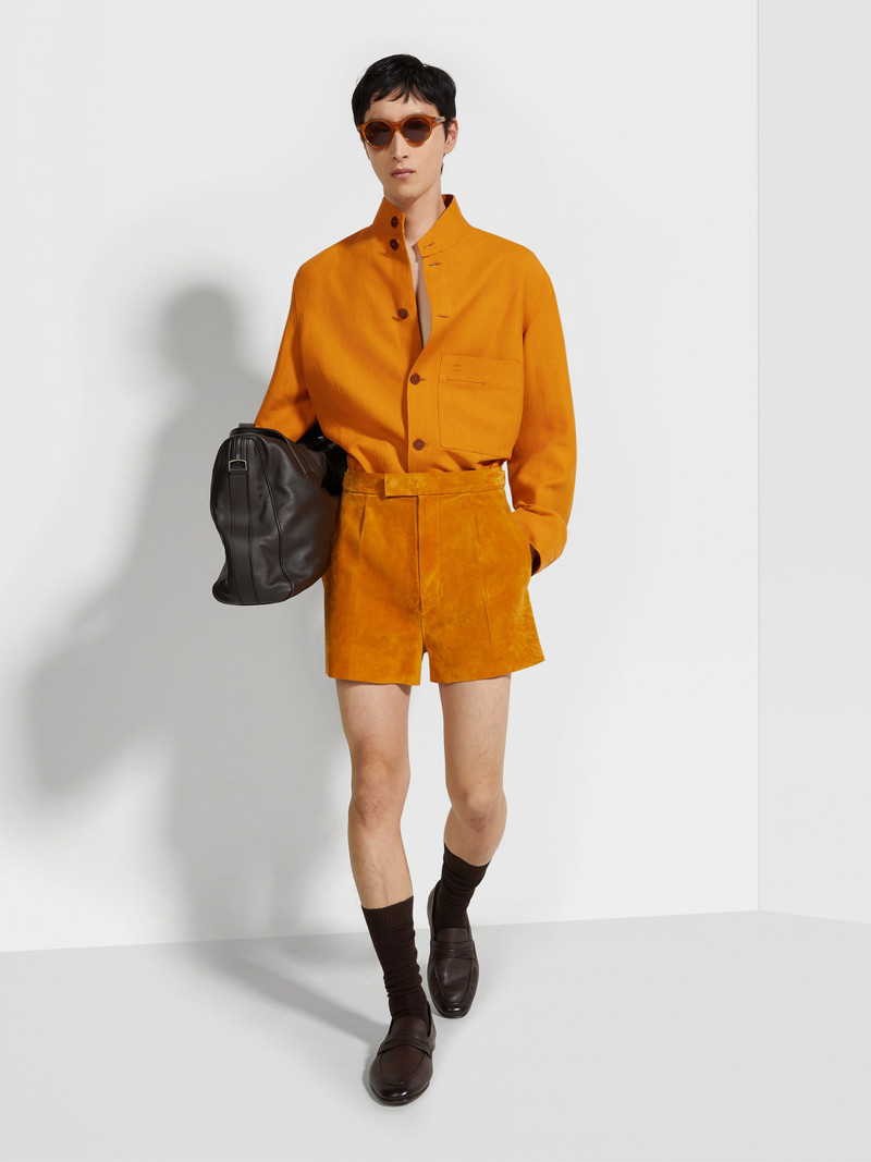 ZEGNA OCHRE OASI LINO OVERSHIRT outlook