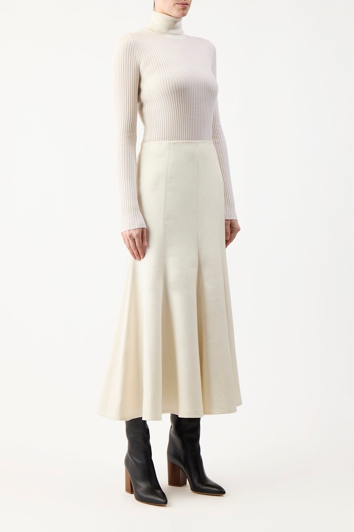 Amy Skirt in Ivory Winter Silk - 3