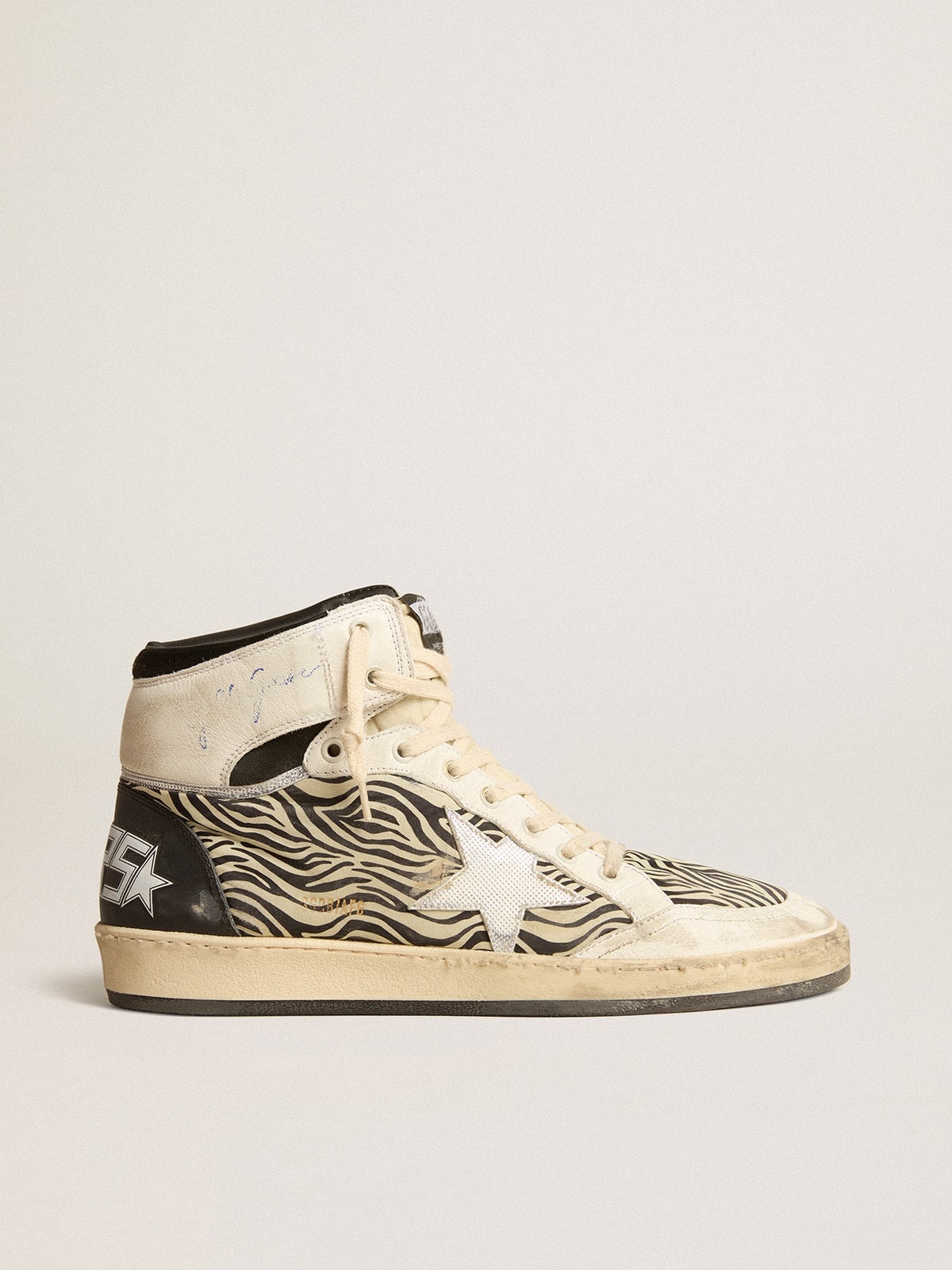 Women’s Sky-Star LAB in zebra nappa with textured silver leather star - 1