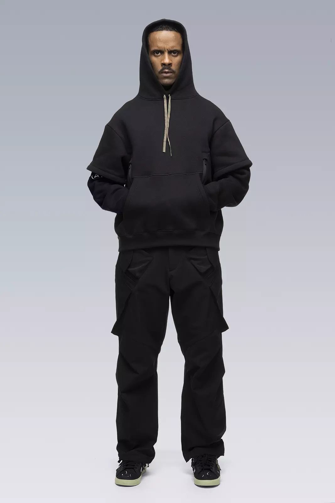 S34-PR Cotton Hooded Sweatshirt Black - 4