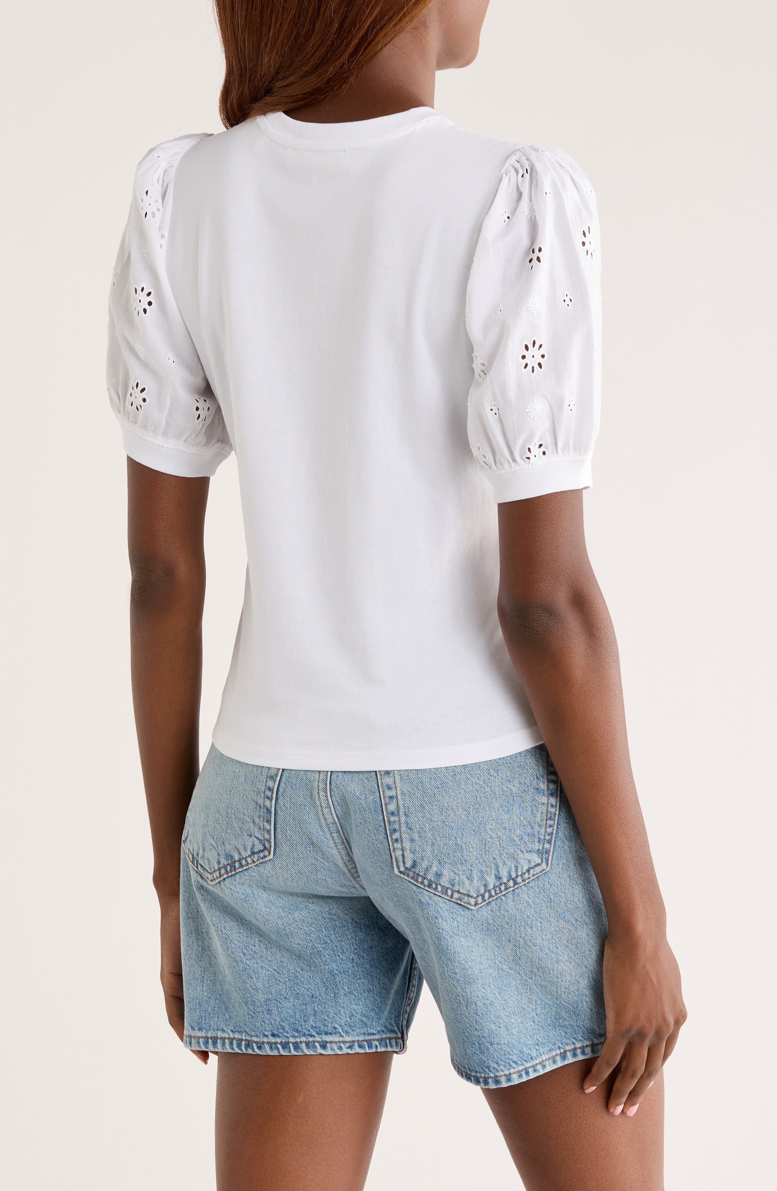 FRAME They Eyelet Sleeve Top in White at Nordstrom - 2