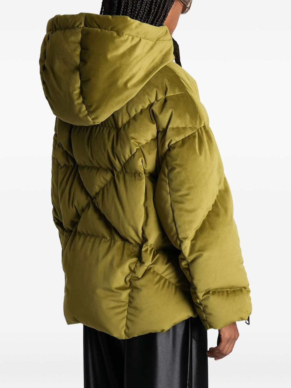 quilted velvet-effect puffer jacket - 4