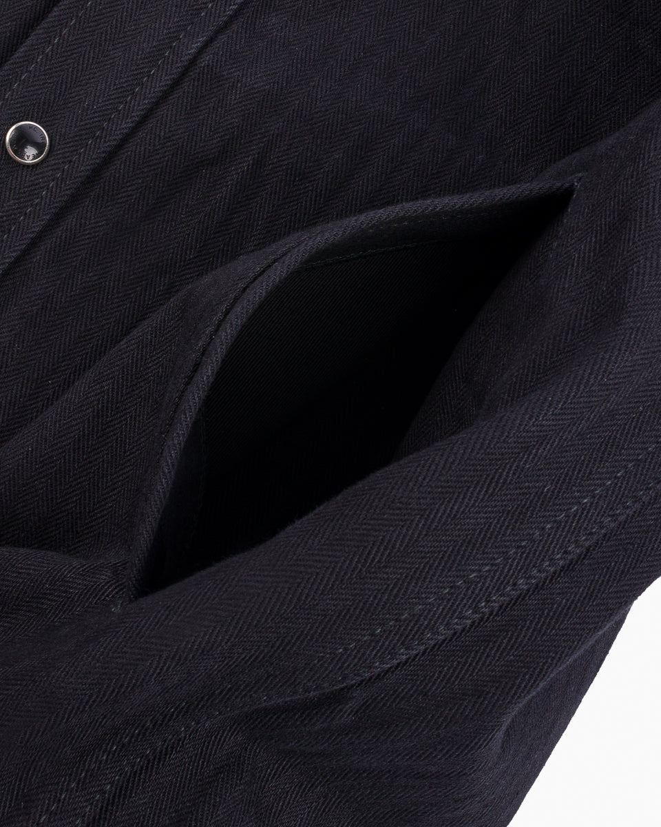 IHSH-410-BLK 14oz Herringbone CPO Western Shirt - Black - 14