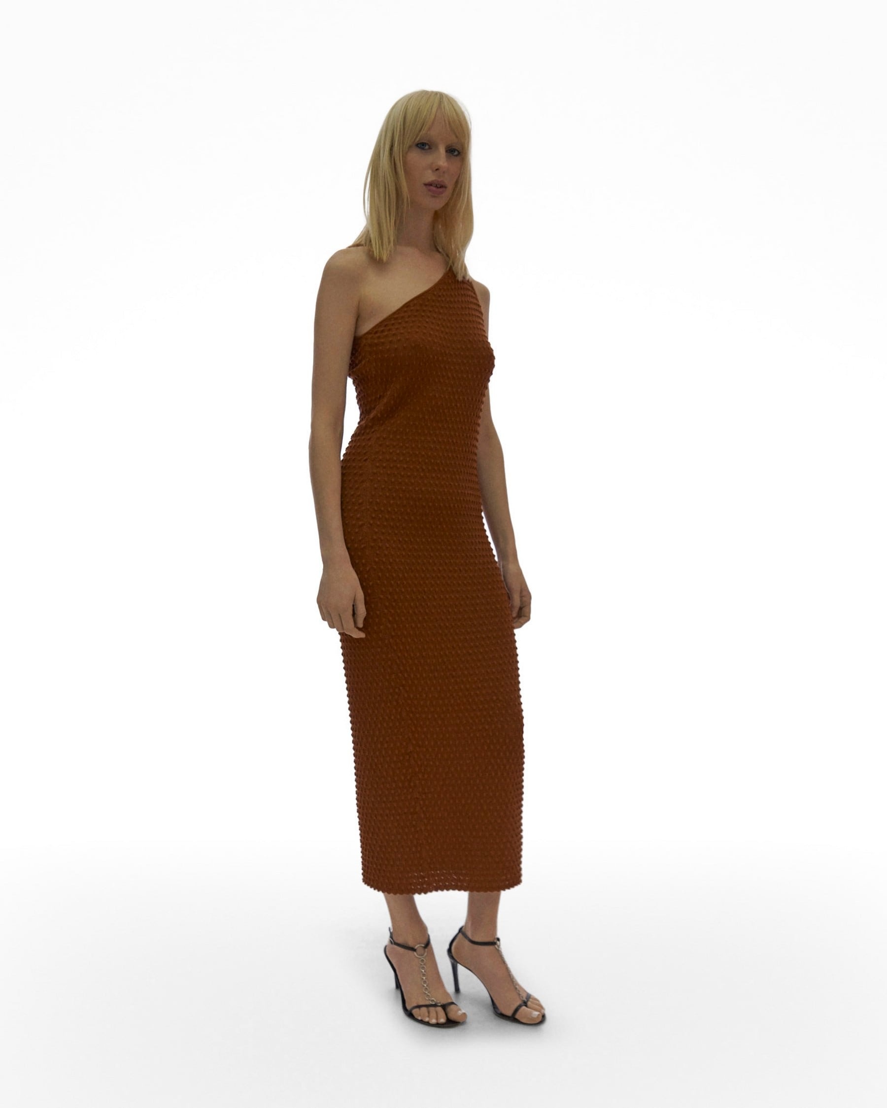 SPIKE KNIT ONE-SHOULDER DRESS - 5