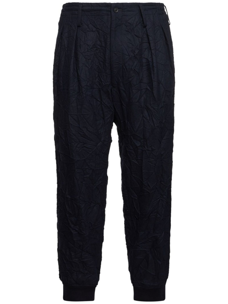 G-hem wrinkled wool blend flannel pants - 1